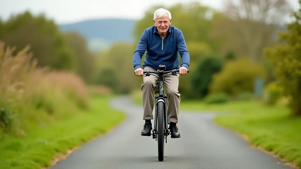 Modern e-bike displayed outdoors with landscape background